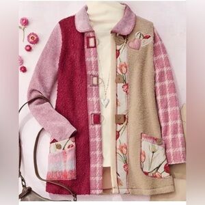 Artists Wonder Jacket COLDWATER CREEK Patchwork Hearts